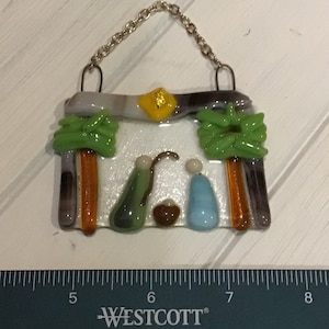 Christmas Ornament, Nativity scene, Fused Glass, Baby Jesus, Mary, Joseph, Holy Family, Gift, Decoration
