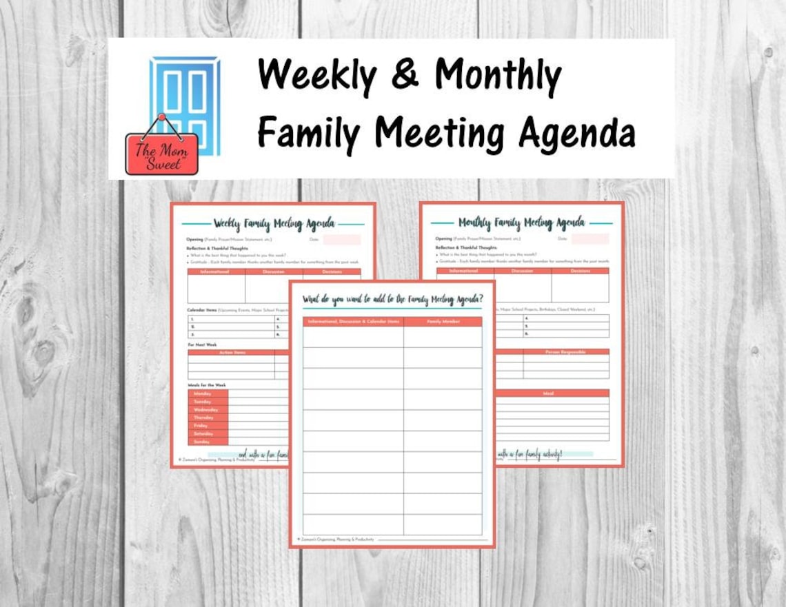 Family Meeting Printables, Family Meeting Worksheet, Family Meeting