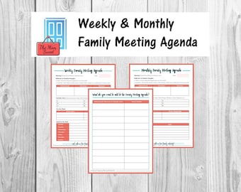 Family Meeting Printables, Family Meeting Worksheet, Family Meeting Agenda