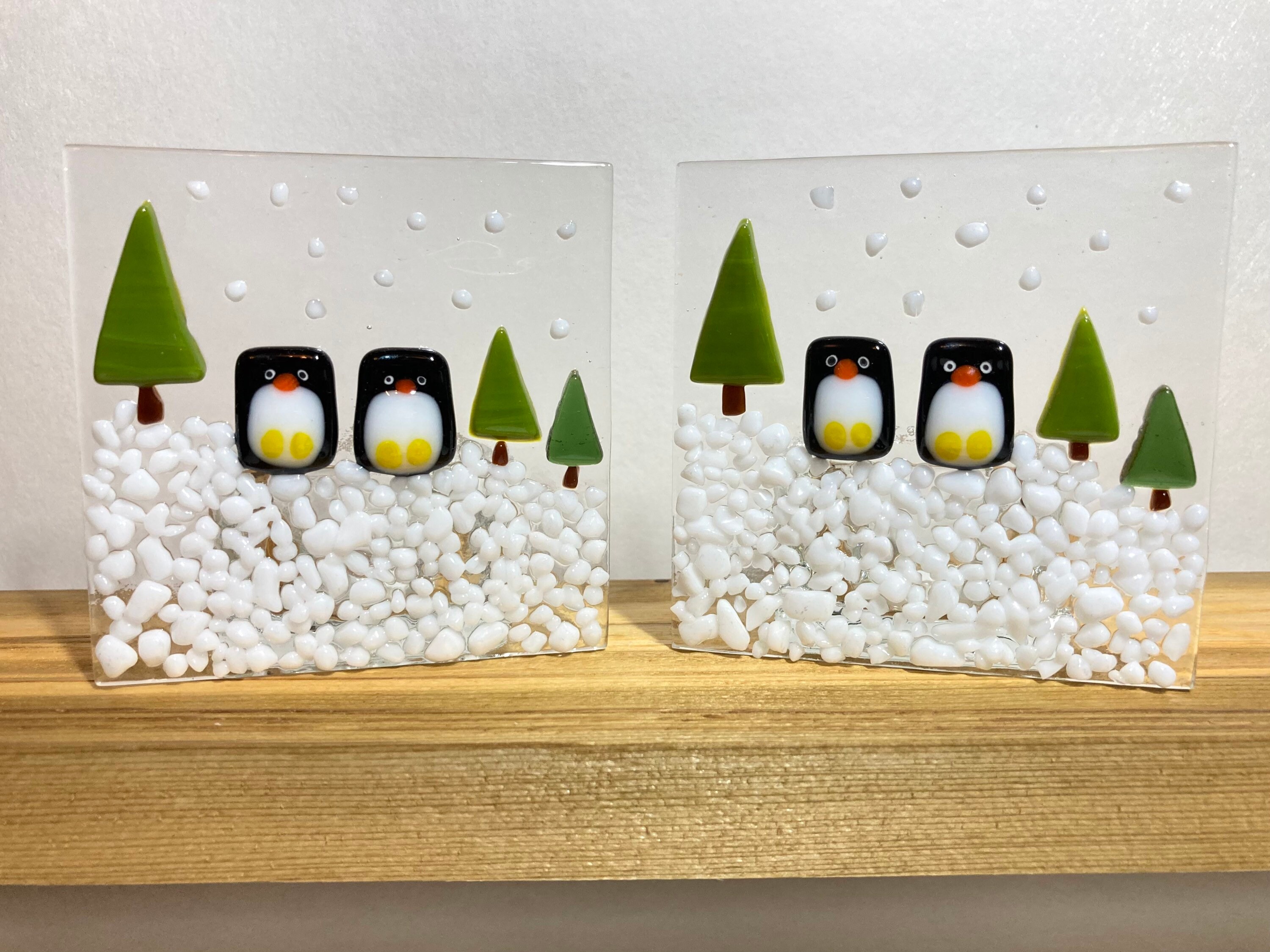 Fused glass Christmas tea light candle holder screen panel Etsy