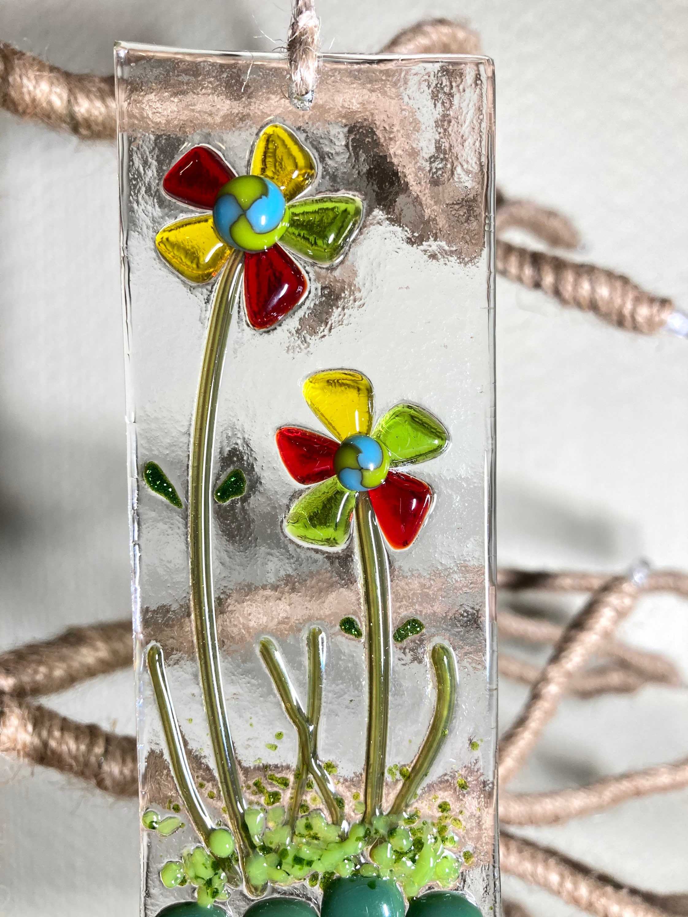 Handmade Fused glass forever rainbow garden flower suncatcher Etsy