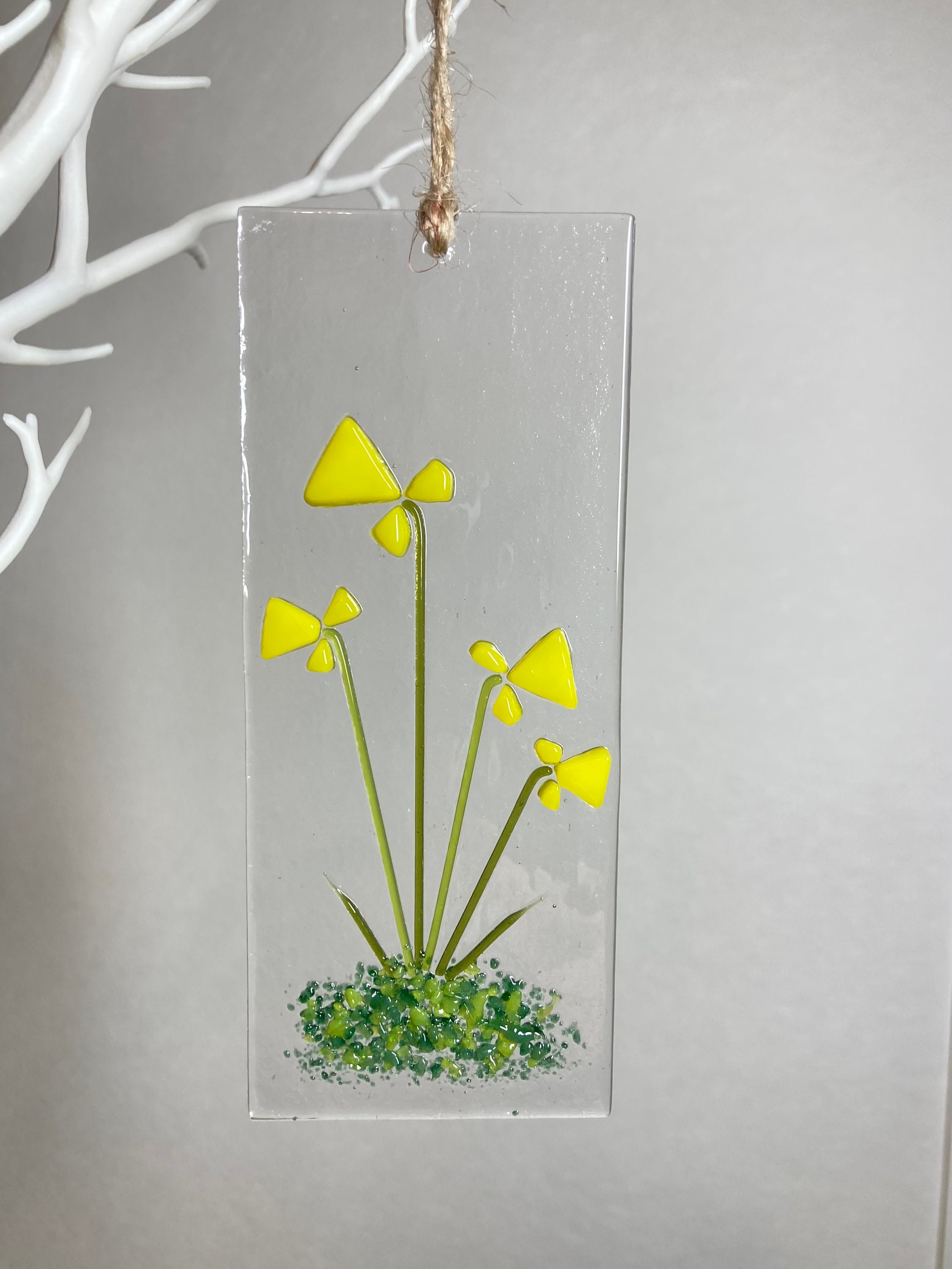 Fused Glass Daffodil Suncatcher Easter Hanging Decoration Etsy UK