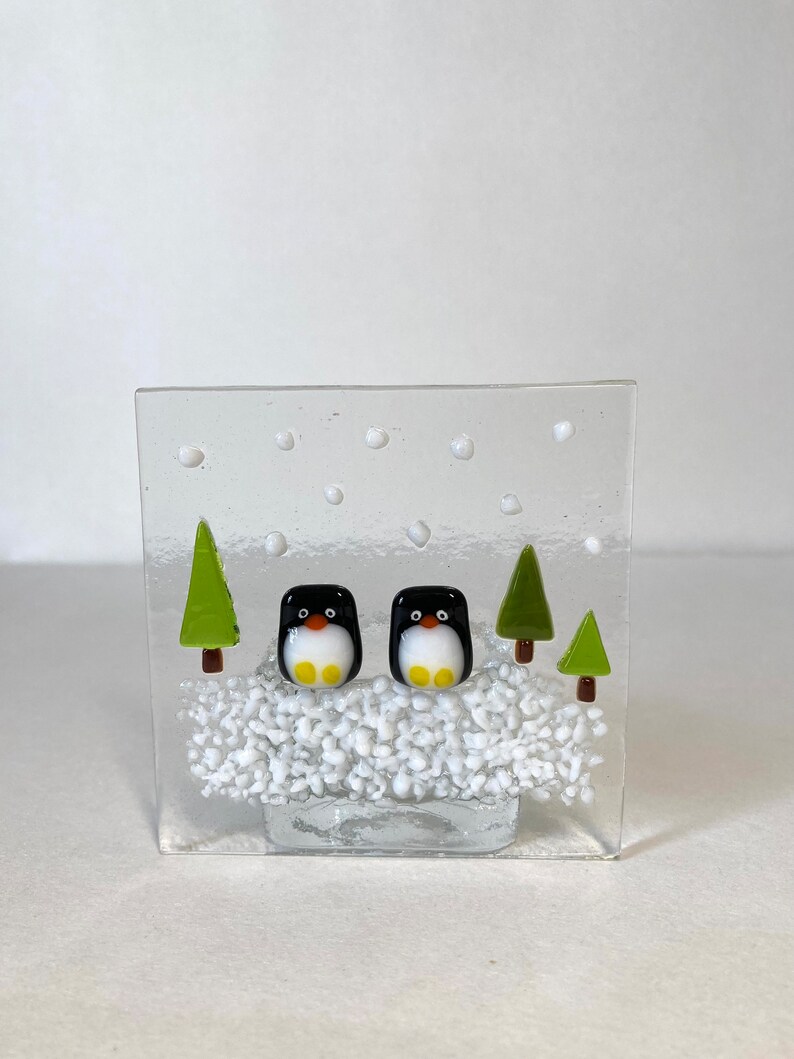 Fused Glass Christmas Tea Light Candle Holder Screen Panel Etsy UK