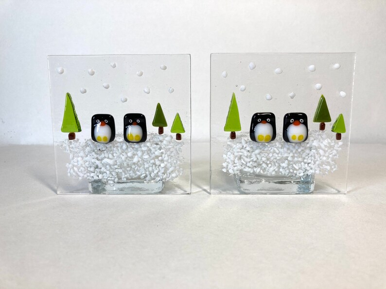 Fused Glass Christmas Tea Light Candle Holder Screen Panel Etsy UK