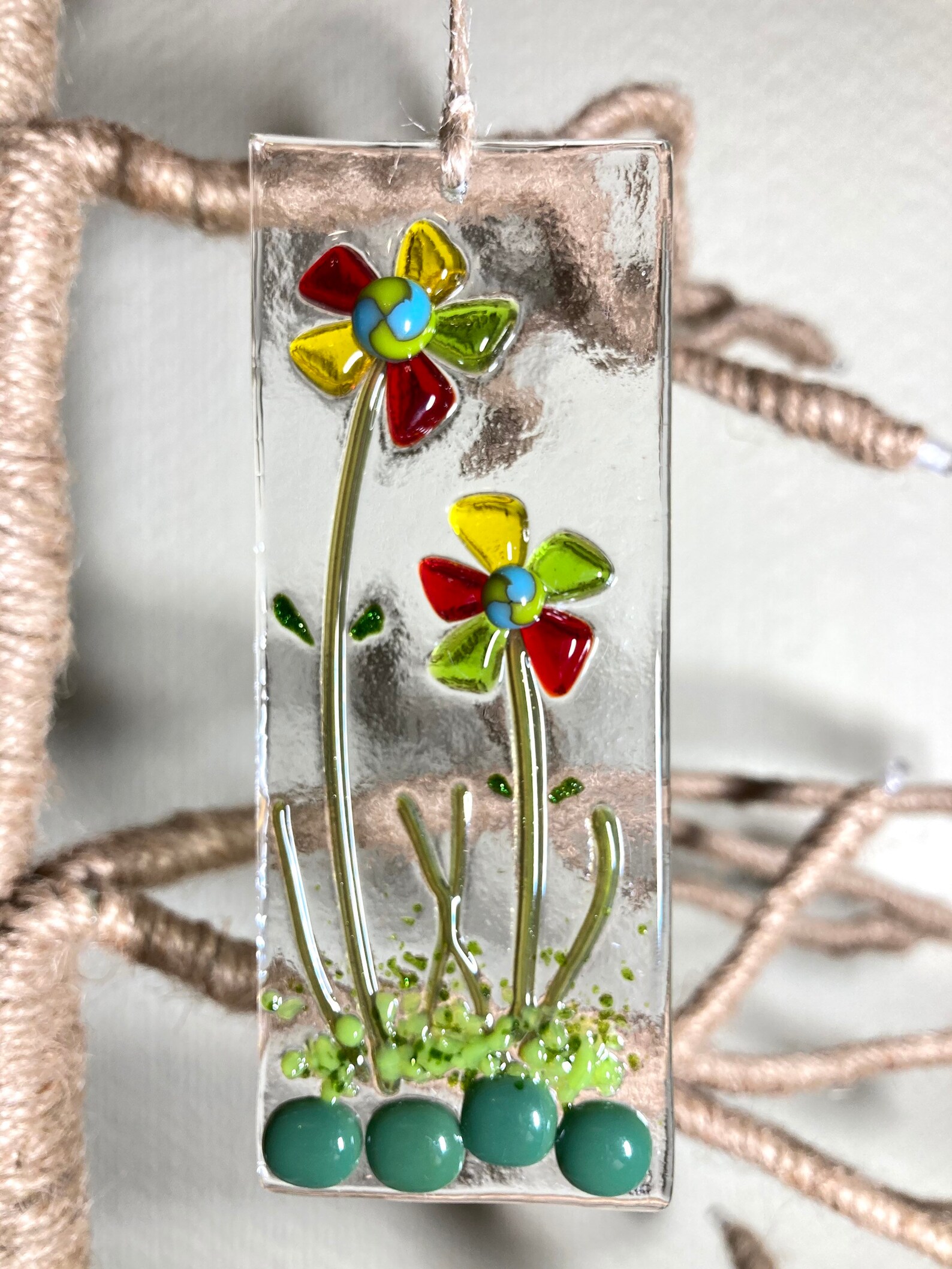 Handmade Fused glass forever rainbow garden flower suncatcher Etsy