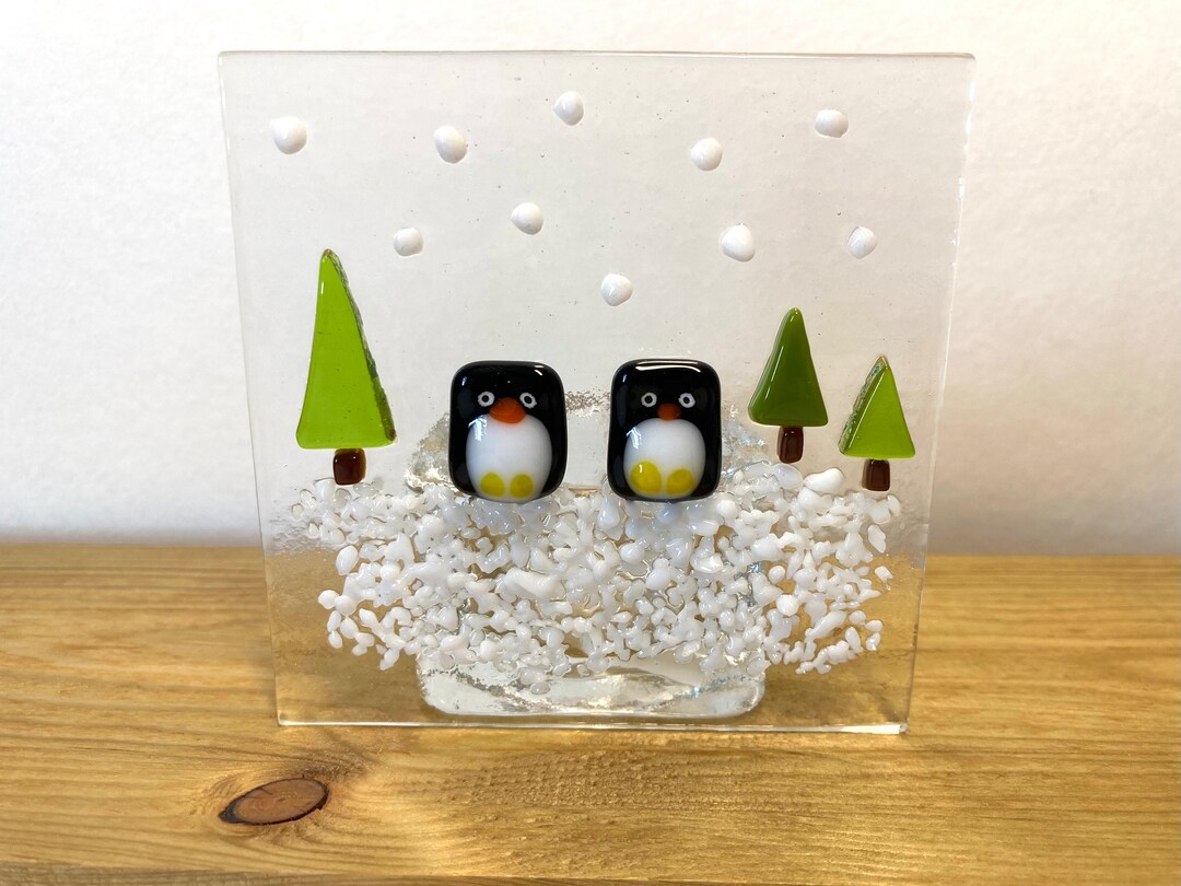 Fused Glass Christmas Tea Light Candle Holder Screen Panel Etsy UK