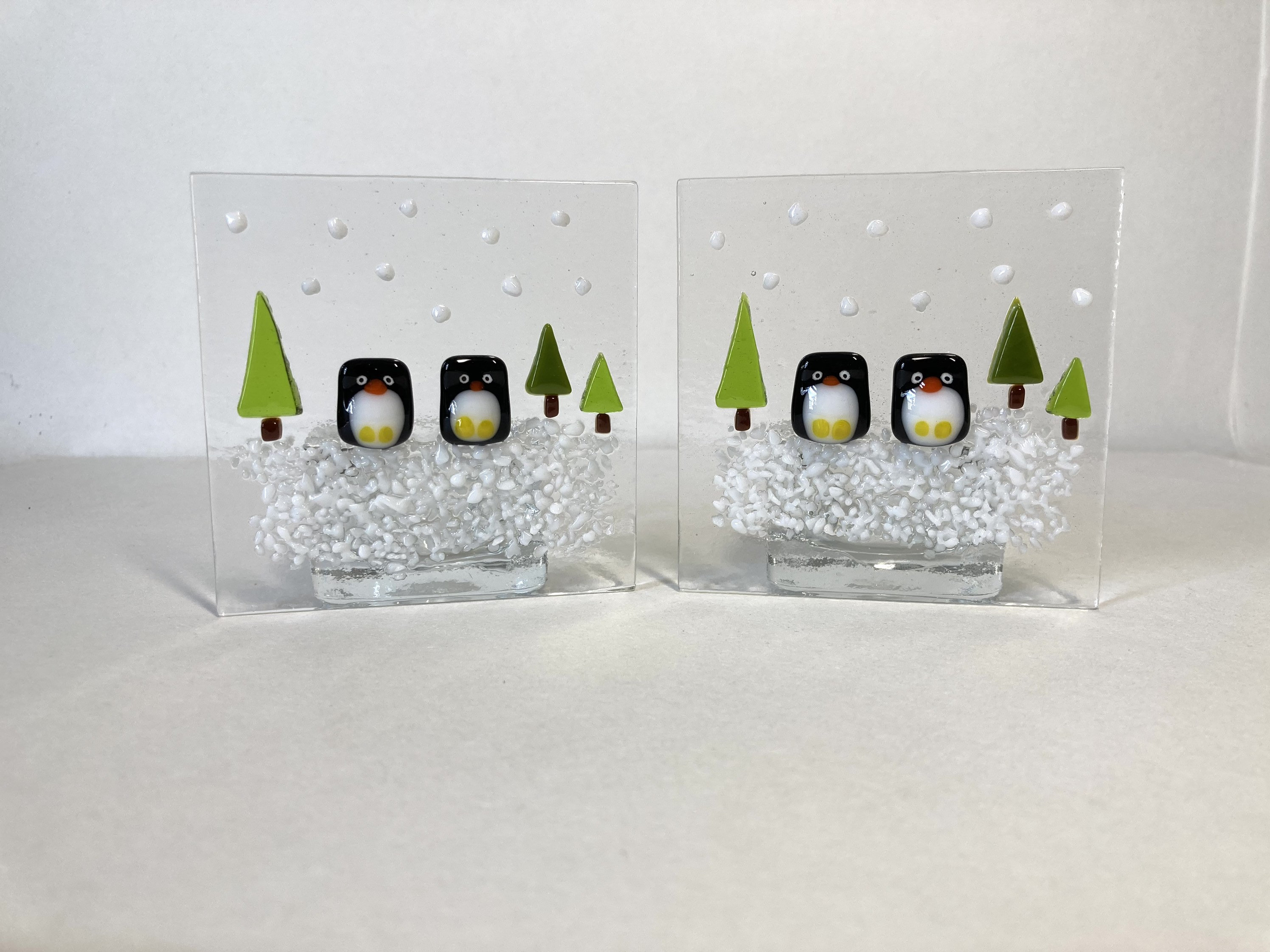 Fused Glass Christmas Tea Light Candle Holder Screen Panel Etsy UK