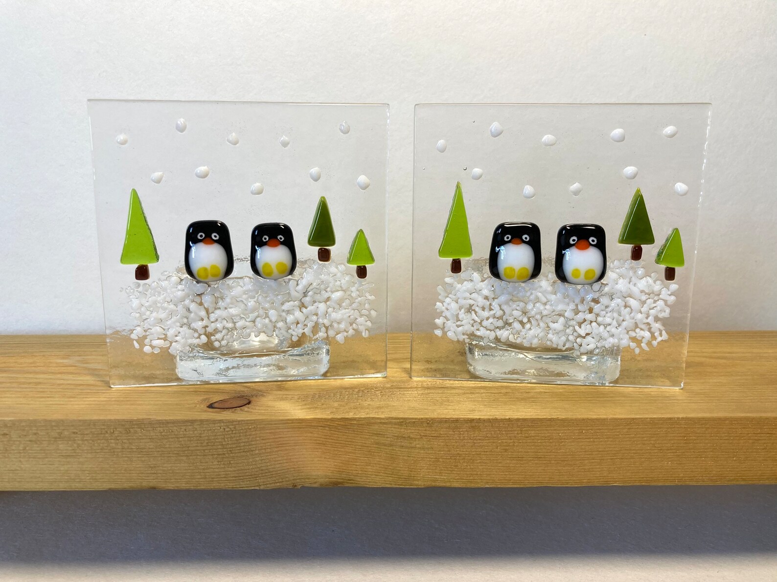 Fused Glass Christmas Tea Light Candle Holder Screen Panel Etsy UK