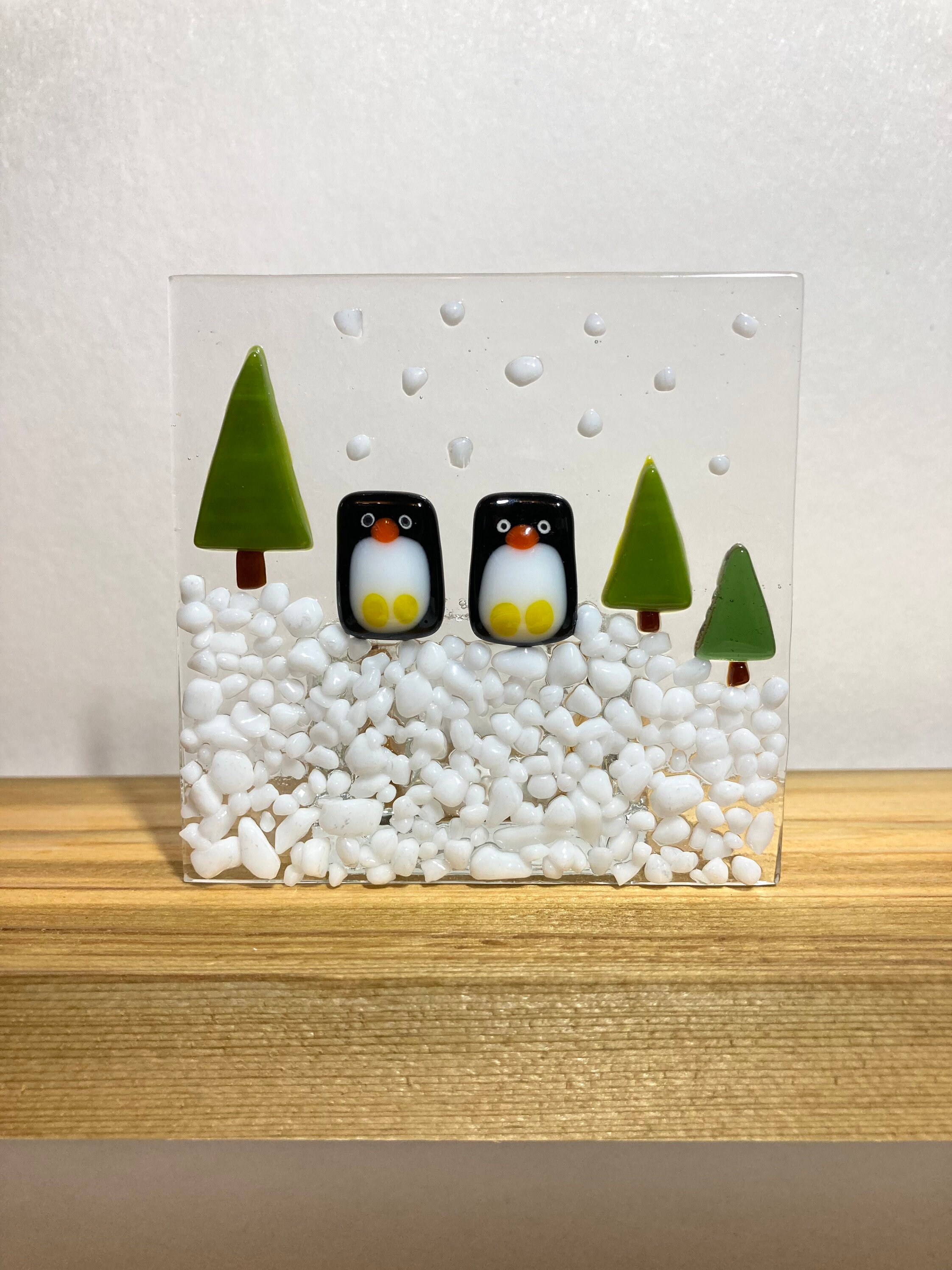 Fused glass Christmas tea light candle holder screen panel Etsy