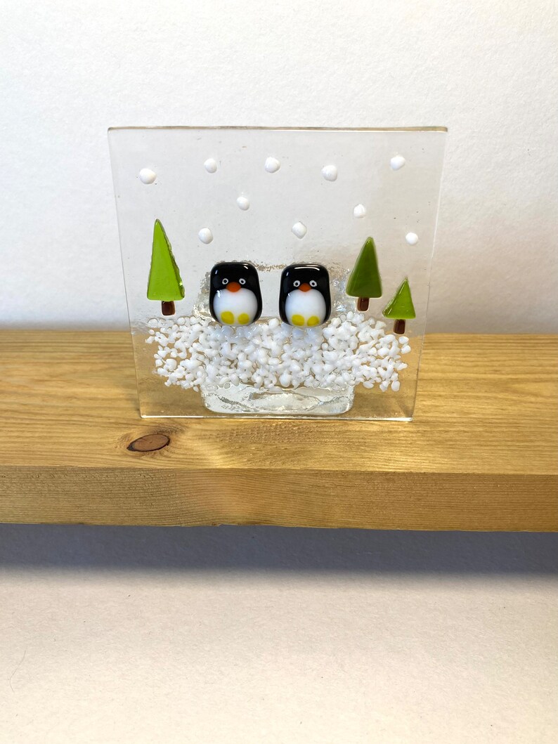Fused Glass Christmas Tea Light Candle Holder Screen Panel Etsy UK