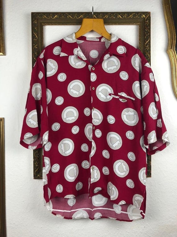 M Crazy Pattern Vintage Shirt, Retro Point Motive… - image 1