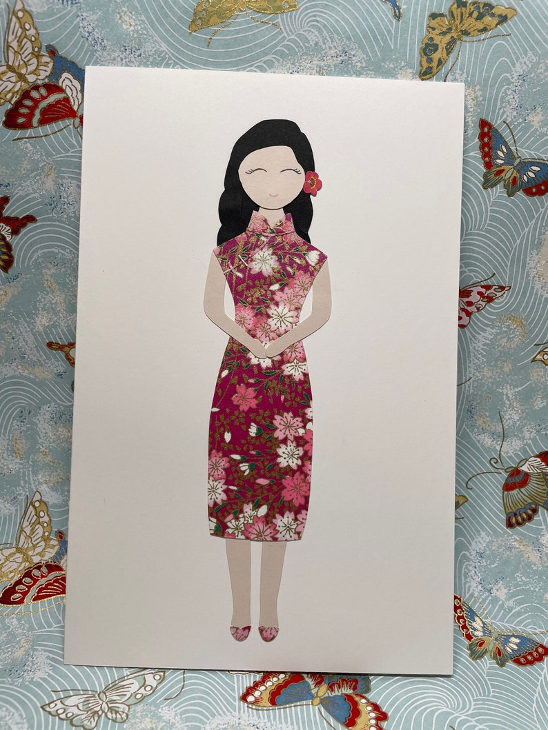 Lady in qipao card