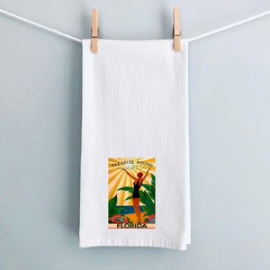 Vintage Florida Dish Towel,Kitchen Towel,Housewarming Gift,Wedding Gift,Flour sack,Air BNB,Bridal Gift,vacation,tea towel,Gift for mom,FL