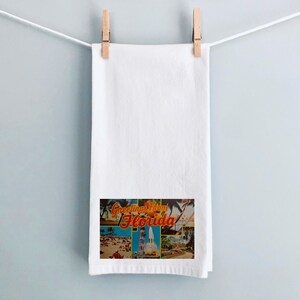 Vintage Florida Dish Towel,Kitchen Towel,Housewarming Gift,Wedding Gift,Flour sack,Air BNB,Bridal Gift,vacation,tea towel,Gift for mom,FL