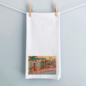 Vintage Florida Dish Towel,Kitchen Towel,Housewarming Gift,Wedding Gift,Flour sack,Air BNB,Bridal Gift,vacation,tea towel,Gift for mom,FL