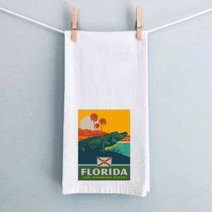 Vintage Florida Dish Towel,Kitchen Towel,Housewarming Gift,Wedding Gift,Flour sack,Air BNB,Bridal Gift,vacation,tea towel,Gift for mom,FL