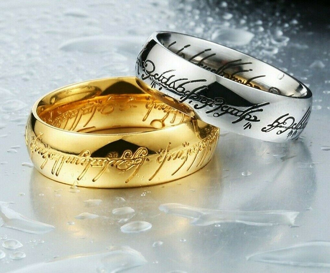 Bague seigneur des anneaux elfique homme femme en acier inoxydable