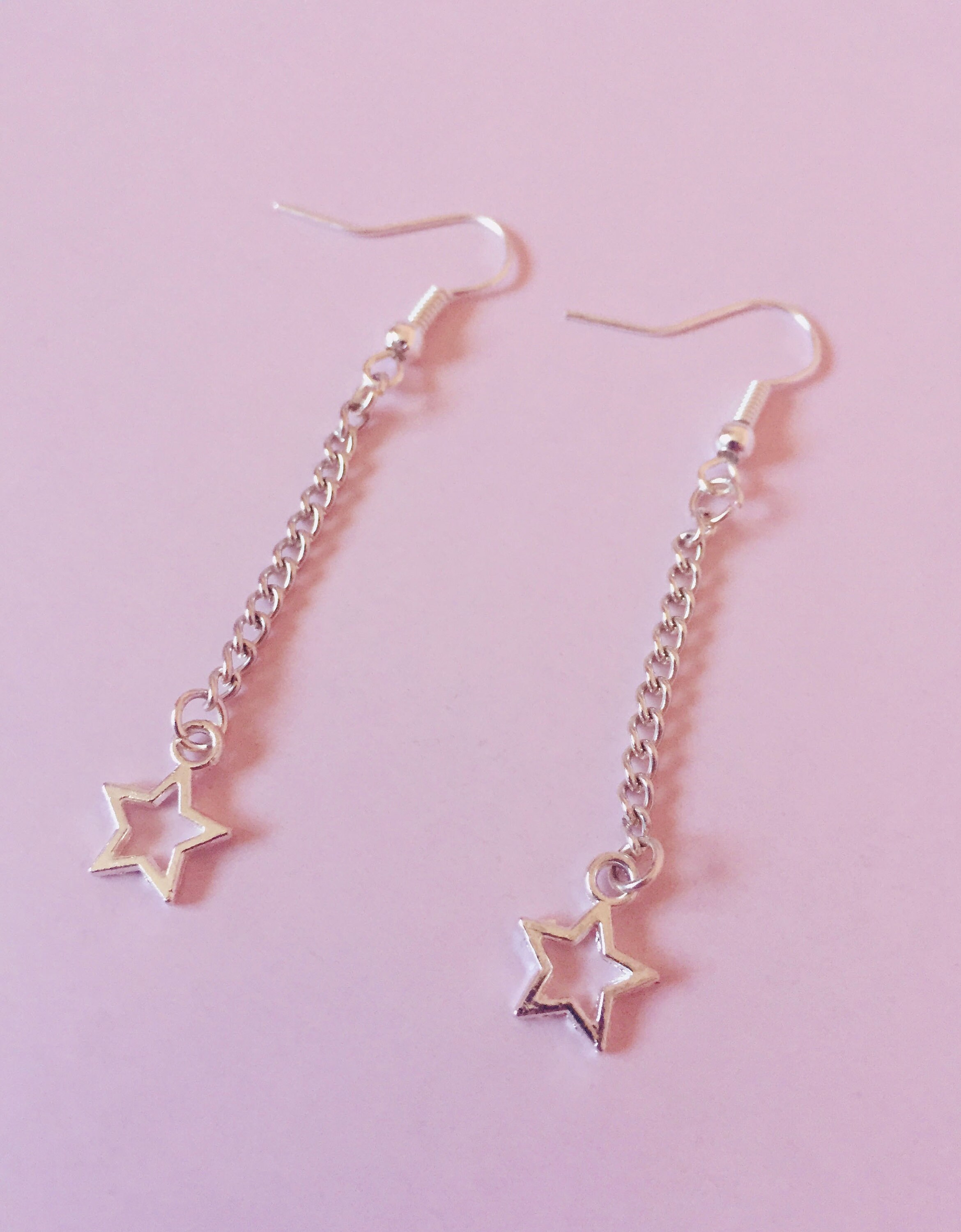 Silver Star Drop Earringsstar earringsstar dangle Etsy