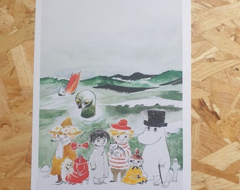 Tove Jansson Vintage Moomin Prints - Official Illustrations A4 ready to frame children's book artwork