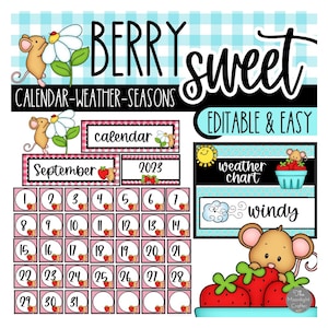 Berry Sweet Classroom Calendar with Weather Chart, Seasons Chart and Days of the Week Materials