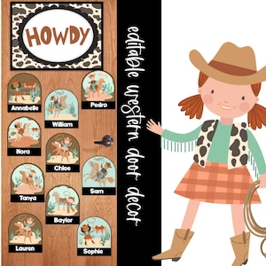 Cowboys and Cactus EDITABLE Bulletin Board and Classroom Door Decor