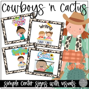 Cowboys and Cactus Center Signs with Visual Support