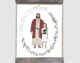 Printable Illustration | Baptism Artwork | Jesus with Child | Baptism Gift for Kids | Coloring Page