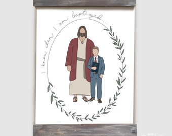 Printable Illustration | Baptism Artwork | Jesus with Child | Baptism Gift for Kids | Coloring Page