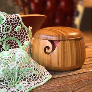  Samhita Acacia Wood Wooden Yarn Bowl for Crocheting & Knitting  Hand Made by Indian Artisans Birthday Gifts for Mom & Knitting Lovers (6 x  6 x 3) : Arts, Crafts 