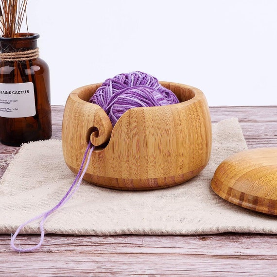 Ceramic Yarn Bowl, 7 X 4 Inch Handmade Yarn Holder for Crocheting, Knitting  Bowl for Knitters With Wooden Crochet Hook and Travel Bag Gift 