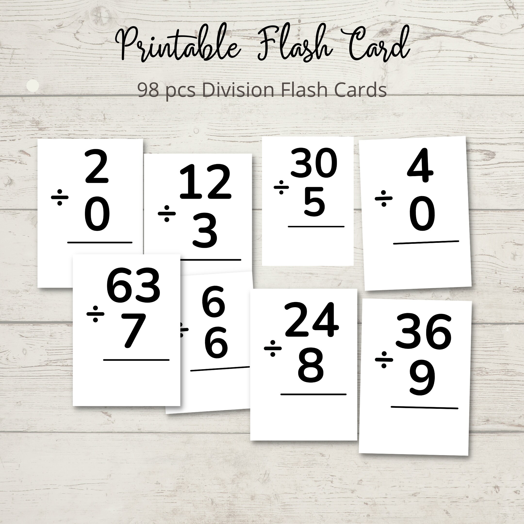Division Flashcards - Etsy