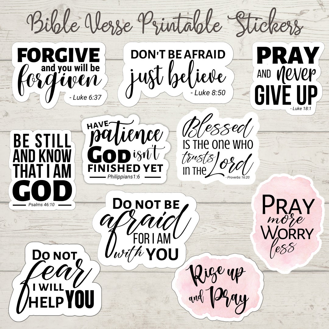 Christian Verse Printable Stickers Bible Verse Printable Etsy