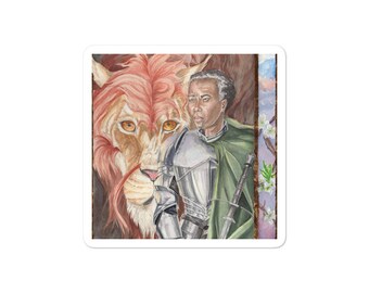 Watercolor Print, Dragon Sticker, Lady Knight, Watercolor Painting