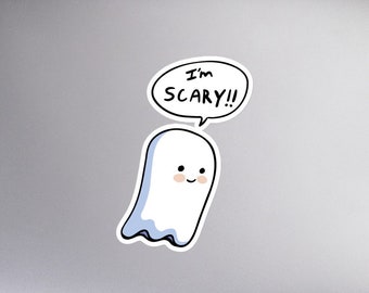 Kawaii Ghost Sticker : Bubble-Free , Cute , Harajuku , Chibi Spooky Vinyl