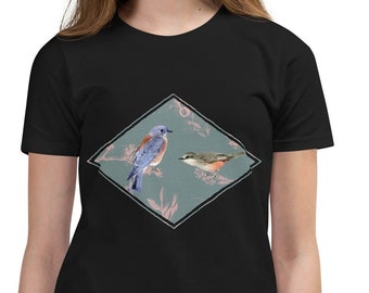 Bird T-Shirt | Youth | Vintage Style | Audubon Bird Illustration | Japanese Floral Aesthetics