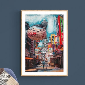 Comic Osaka Art Print | Japanese Pop Art | Cyberpunk Anime | Retro | Shinsekai