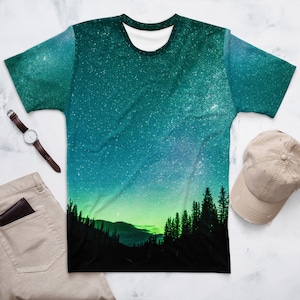 Aurora Borealis Northern Lights T-shirt | Galaxy Tee | Outer Space T-shirt |  Banff Canada