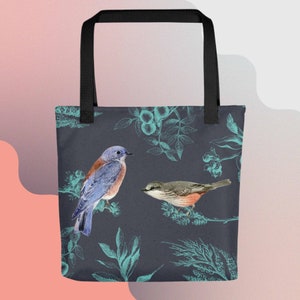 Audubon Society Bird Tote Bag | Japanese Floral | Bird Print | Perfect  Nature Lovers Gift