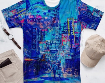 Trippy T-shirt | Psychedelic Tshirt Mens | Osaka Cyberpunk Comic Anime Aesthetics | All Over Graphic Tee