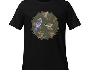 Bluebird Shirt | Vintage Style | Audubon Illustration | Japanese Floral | Unisex