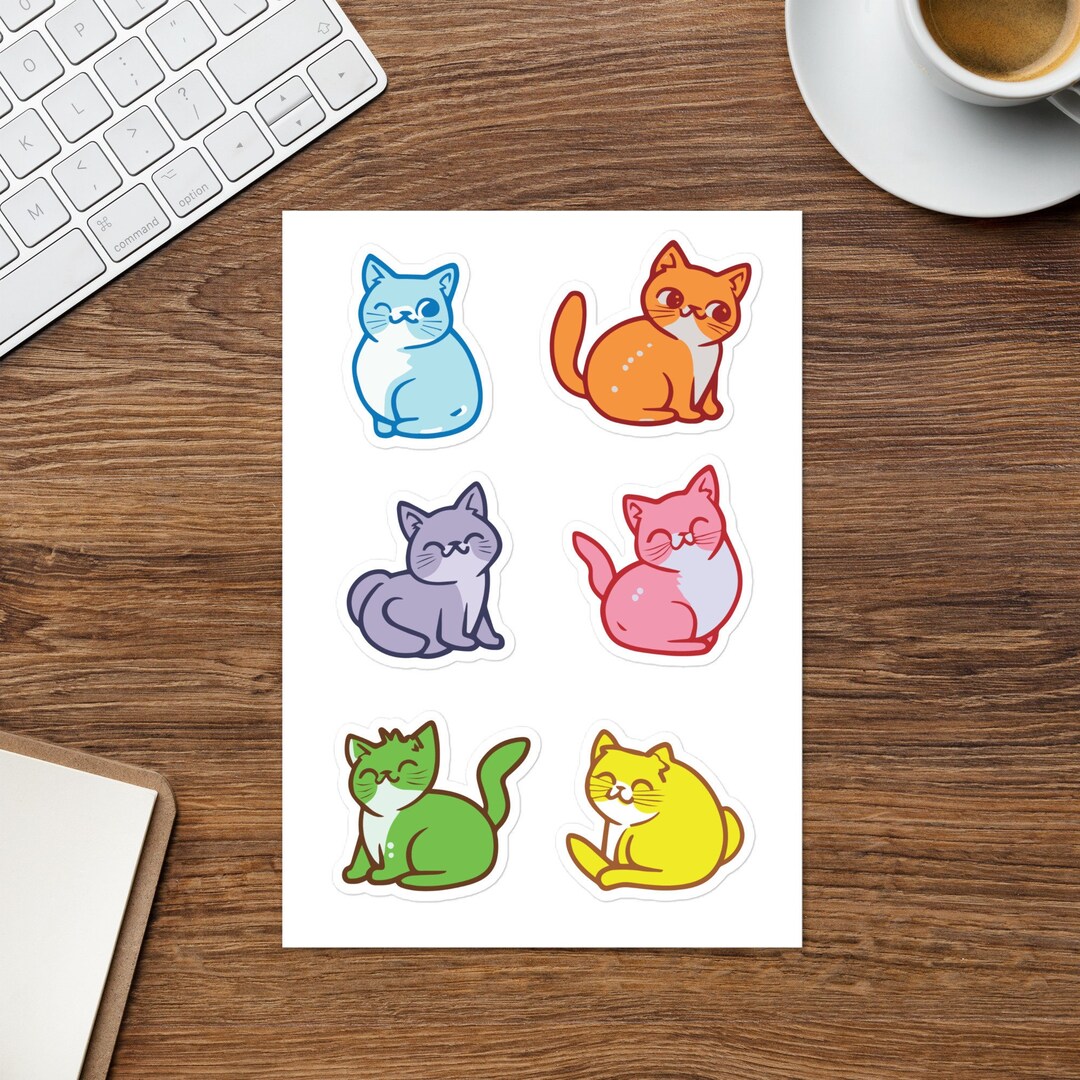 Kawaii Cat Sticker Sheet: Colorful Scrapbook Stickers - Etsy