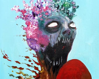 Dark Art Color Print, Gothic Horror Demon Surrealism, 8x10"