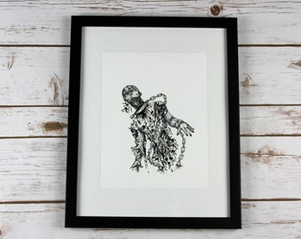 Impresión de arte de terror, impresión de arte original de 8x10, dibujo a pluma y tinta, El prisionero, arte oscuro, arte gótico, terror, arte demoníaco, punk rock, arte surrealista