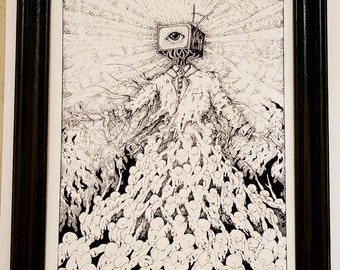 Gothic Surreal Art. 8&quot;x10&quot; print of original pen and ink illustration. Seven Sins Series. ENVY