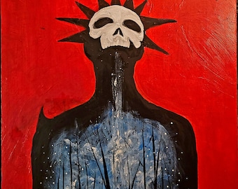 Lámina artística de El Rey de Rojo, firmada por Dark Art, 8x10