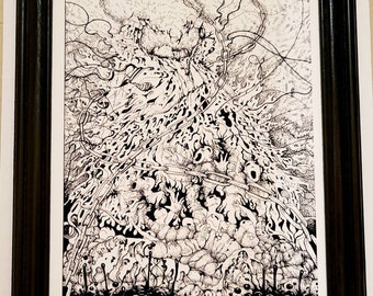 Impresión artística oscura de Gluttony, ilustración a pluma y tinta, terror gótico (8x10)