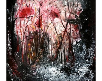 Dark Art 8x10 Color Print, Gothic Horror Demon Acrylic Painting