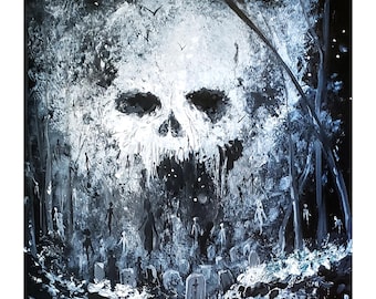 Dark art 8x10" Color Print of original acrylic on canvas painting. Ascension