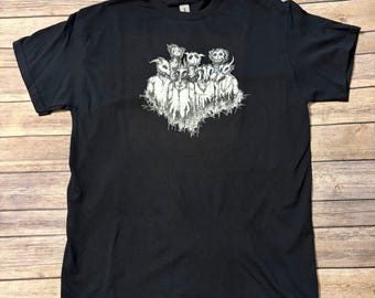 Camiseta artística original de BFKWORKS, unisex, de algodón negro, estilo gótico, punk y surrealista.