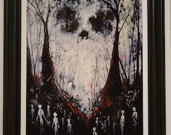 Lámina artística de Bosque Oscuro y Embrujado, decoración de terror gótico (8x10)